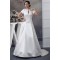 New Style Portrait A-Line Satin Short Sleeve Lace Wedding Dresses 2030231