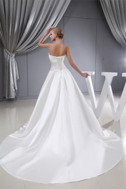 A-Line Sleeveless Strapless Satin Wedding Dresses 2030232