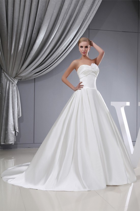A-Line Sleeveless Strapless Satin Wedding Dresses 2030232 A-Line Sleeveless Strapless Satin Wedding Dresses 2030232