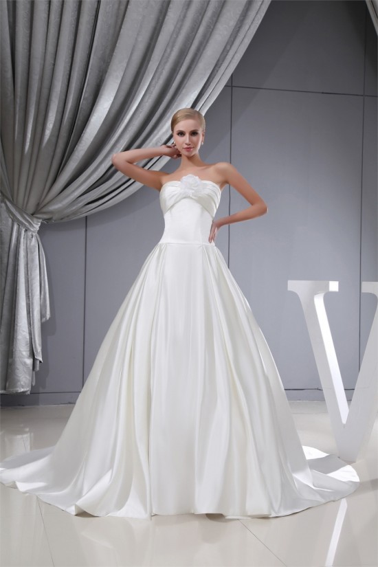 A-Line Sleeveless Strapless Satin Wedding Dresses 2030232 A-Line Sleeveless Strapless Satin Wedding Dresses 2030232