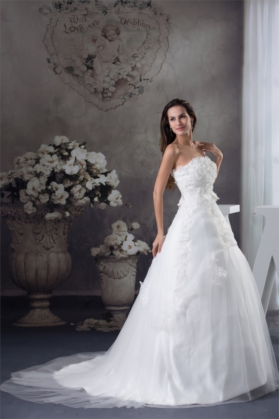 A-Line Satin Organza Scoop Sleeveless Lace Sweet Wedding Dresses 2030234 A-Line Satin Organza Scoop Sleeveless Lace Sweet Wedding Dresses 2030234
