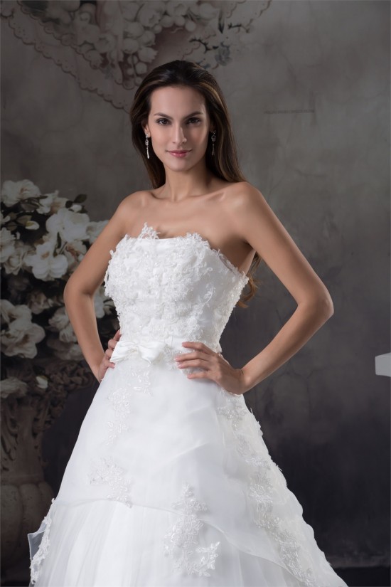 A-Line Satin Organza Scoop Sleeveless Lace Sweet Wedding Dresses 2030234 A-Line Satin Organza Scoop Sleeveless Lace Sweet Wedding Dresses 2030234