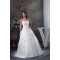 A-Line Satin Organza Scoop Sleeveless Lace Sweet Wedding Dresses 2030234