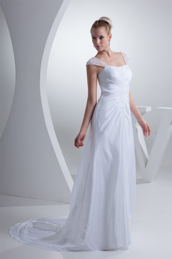 A-Line Beaded Square Organza Taffeta Wedding Dresses 2030235 A-Line Beaded Square Organza Taffeta Wedding Dresses 2030235