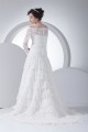 A-Line Satin Lace Fine Netting Off-the-Shoulder Wedding Dresses 2030236 A-Line Satin Lace Fine Netting Off-the-Shoulder Wedding Dresses 2030236