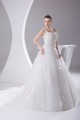 A-Line Sleeveless One-Shoulder Satin Fine Netting Wedding Dresses 2030239 A-Line Sleeveless One-Shoulder Satin Fine Netting Wedding Dresses 2030239