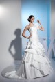 A-Line One-Shoulder Satin Lace Sleeveless Reception Wedding Dresses 2030240