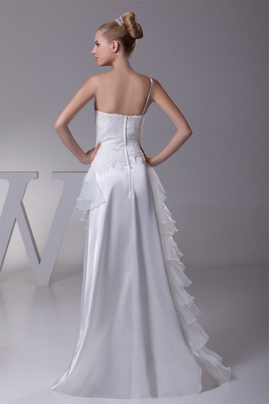 Sheath/Column One-Shoulder Lace Organza Wedding Dresses 2030241 Sheath/Column One-Shoulder Lace Organza Wedding Dresses 2030241