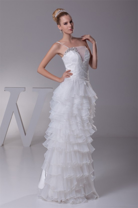 Sheath/Column One-Shoulder Lace Organza Wedding Dresses 2030241 Sheath/Column One-Shoulder Lace Organza Wedding Dresses 2030241