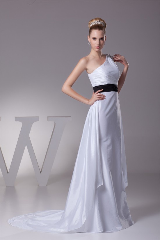 One-Shoulder Sheath/Column Satin Taffeta Reception Wedding Dresses 2030243 One-Shoulder Sheath/Column Satin Taffeta Reception Wedding Dresses 2030243