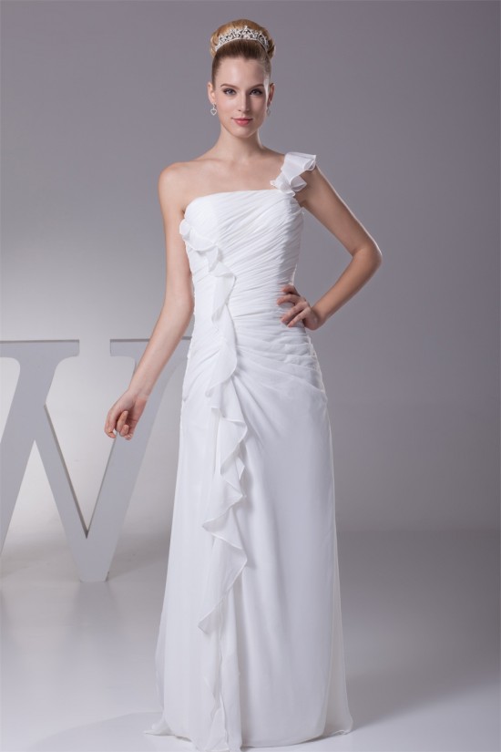 Sheath/Column Sleeveless One-Shoulder Chiffon Wedding Dresses 2030244 Sheath/Column Sleeveless One-Shoulder Chiffon Wedding Dresses 2030244