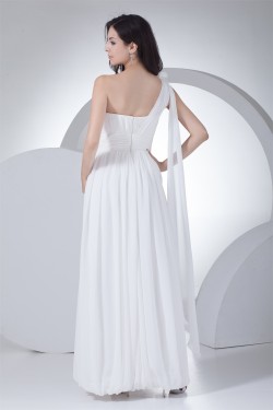 Sheath/Column One-Shoulder Sleeveless Chiffon Wedding Dresses 2030245