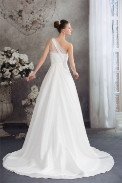 A-Line One-Shoulder Sleeveless Lace Wedding Dresses 2030246
