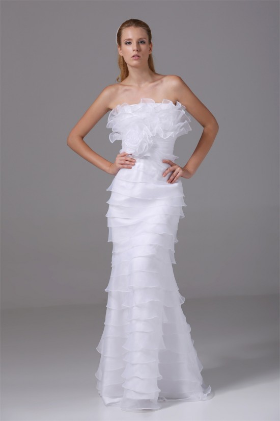 Sheath/Column Organza Silk like Satin Strapless Wedding Dresses 2030249 Sheath/Column Organza Silk like Satin Strapless Wedding Dresses 2030249