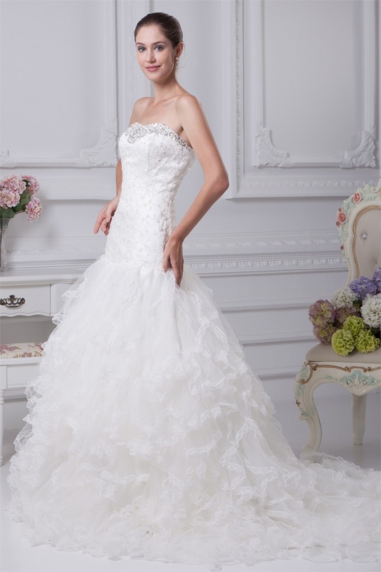 Princess Satin Lace Strapless Sleeveless New Arrival Wedding Dresses 2030251 Princess Satin Lace Strapless Sleeveless New Arrival Wedding Dresses 2030251