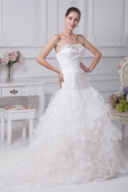 Princess Satin Lace Strapless Sleeveless New Arrival Wedding Dresses 2030251
