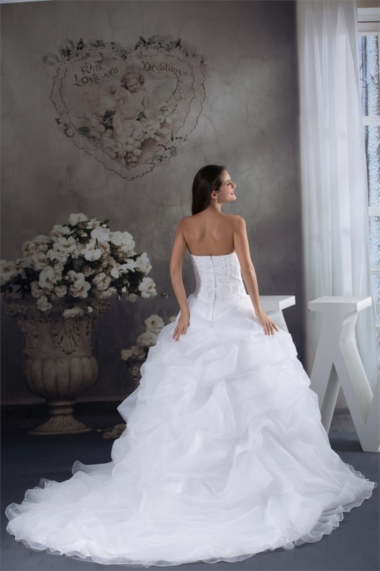 Ball Gown Princess Satin Organza Fine Netting Chapel Train Wedding Dresses 2030252