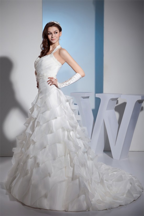 Princess Sleeveless Satin Lace Organza Halter New Arrival Wedding Dresses 2030255 Princess Sleeveless Satin Lace Organza Halter New Arrival Wedding Dresses 2030255