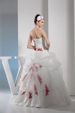 Princess Sleeveless Satin Lace Organza Strapless Wedding Dresses 2030256