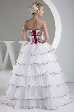 Princess Square Chapel Train Satin Lace Organza Bead Wedding Dresses 2030258