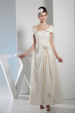 Ruffles Taffeta Short Ankle-Length A-Line Wedding Dresses 2030259