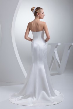 Mermaid/Trumpet Beaded Lace Satin Strapless Wedding Dresses 2030260