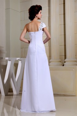 Satin Chiffon Floor-Length Beading One-Shoulder Wedding Dresses 2030261