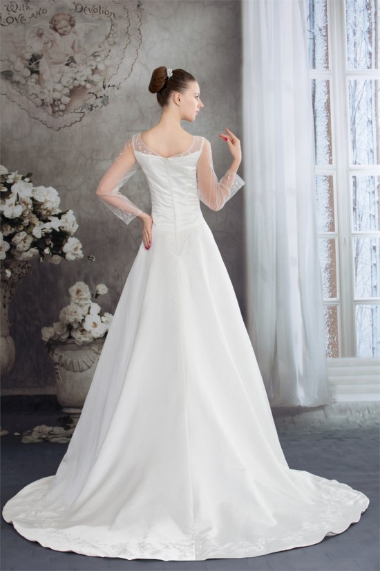 A-Line 3/4 Length Sleeve Scoop Wedding Dresses 2030262 A-Line 3/4 Length Sleeve Scoop Wedding Dresses 2030262