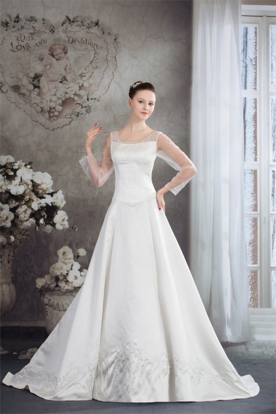 A-Line 3/4 Length Sleeve Scoop Wedding Dresses 2030262 A-Line 3/4 Length Sleeve Scoop Wedding Dresses 2030262
