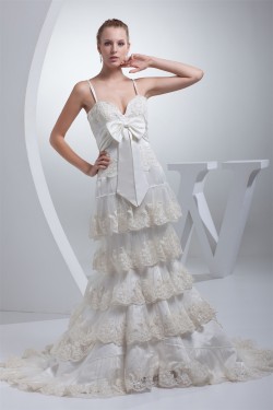 Trumpet/Mermaid Sleeveless Spaghetti Straps Lace Wedding Dresses 2030263