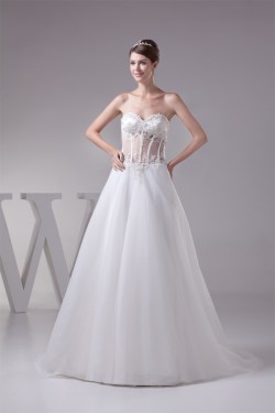 A-Line Sweetheart Beaded Lace Wedding Dresses 2030265