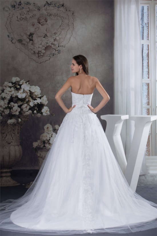A-Line Strapless Beaded Lace Sleeveless New Arrival Wedding Dresses 2030266