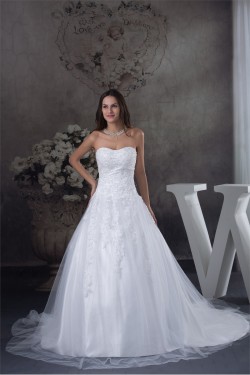 A-Line Strapless Beaded Lace Sleeveless New Arrival Wedding Dresses 2030266
