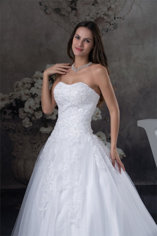 A-Line Strapless Beaded Lace Sleeveless New Arrival Wedding Dresses 2030266