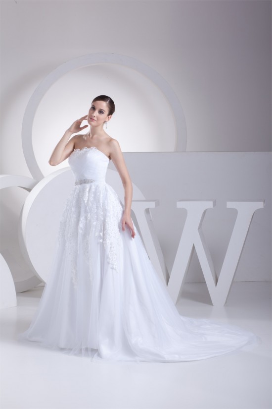 Elegant A-Line Strapless Beaded Lace Sleeveless New Arrival Wedding Dresses 2030267 Elegant A-Line Strapless Beaded Lace Sleeveless New Arrival Wedding Dresses 2030267