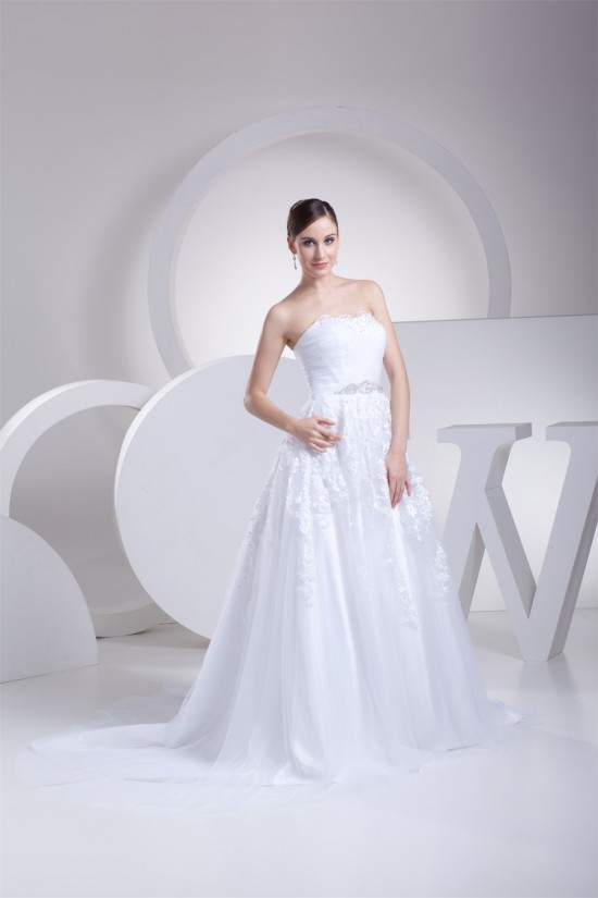 Elegant A-Line Strapless Beaded Lace Sleeveless New Arrival Wedding Dresses 2030267 Elegant A-Line Strapless Beaded Lace Sleeveless New Arrival Wedding Dresses 2030267