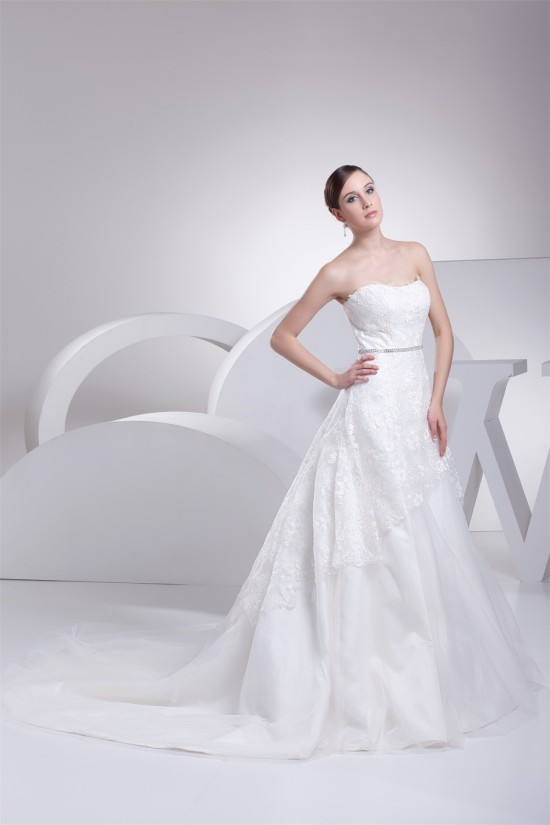 Satin Fine Netting Sleeveless A-Line Strapless New Arrival Lace Wedding Dresses 2030268 Satin Fine Netting Sleeveless A-Line Strapless New Arrival Lace Wedding Dresses 2030268
