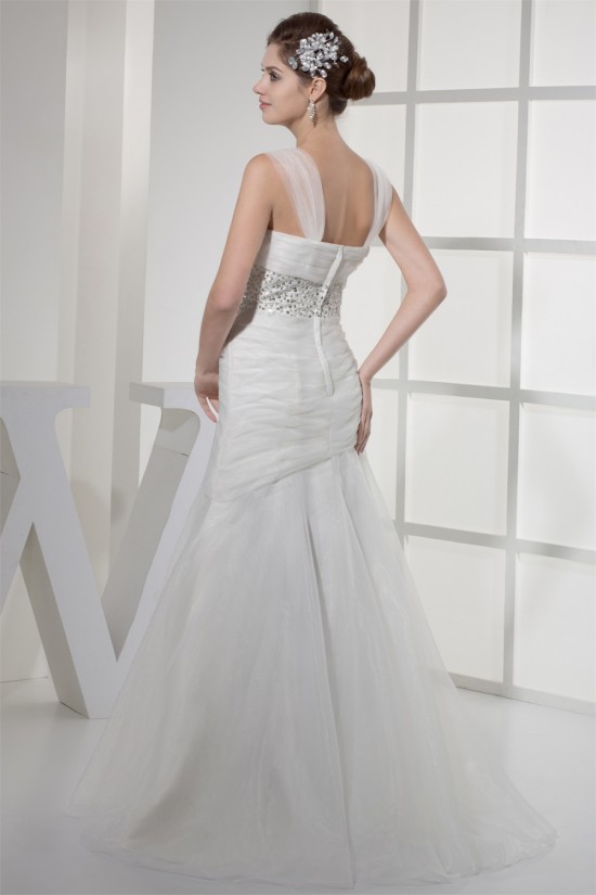 Mermaid/Trumpet Satin Fine Netting Straps Wedding Dresses 2030271 Mermaid/Trumpet Satin Fine Netting Straps Wedding Dresses 2030271