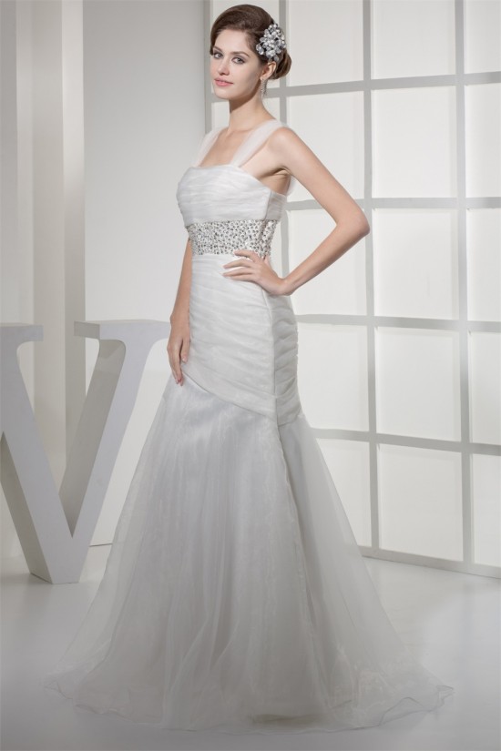 Mermaid/Trumpet Satin Fine Netting Straps Wedding Dresses 2030271 Mermaid/Trumpet Satin Fine Netting Straps Wedding Dresses 2030271