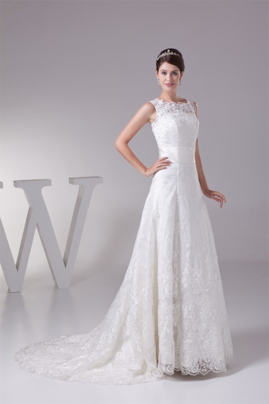 Satin Lace Fine Netting A-Line Scoop Sleeveless Best Wedding Dresses 2030272 Satin Lace Fine Netting A-Line Scoop Sleeveless Best Wedding Dresses 2030272