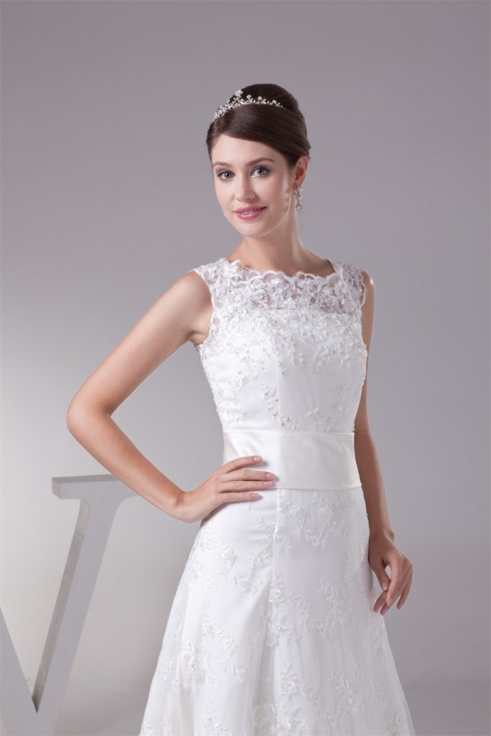 Satin Lace Fine Netting A-Line Scoop Sleeveless Best Wedding Dresses 2030272 Satin Lace Fine Netting A-Line Scoop Sleeveless Best Wedding Dresses 2030272