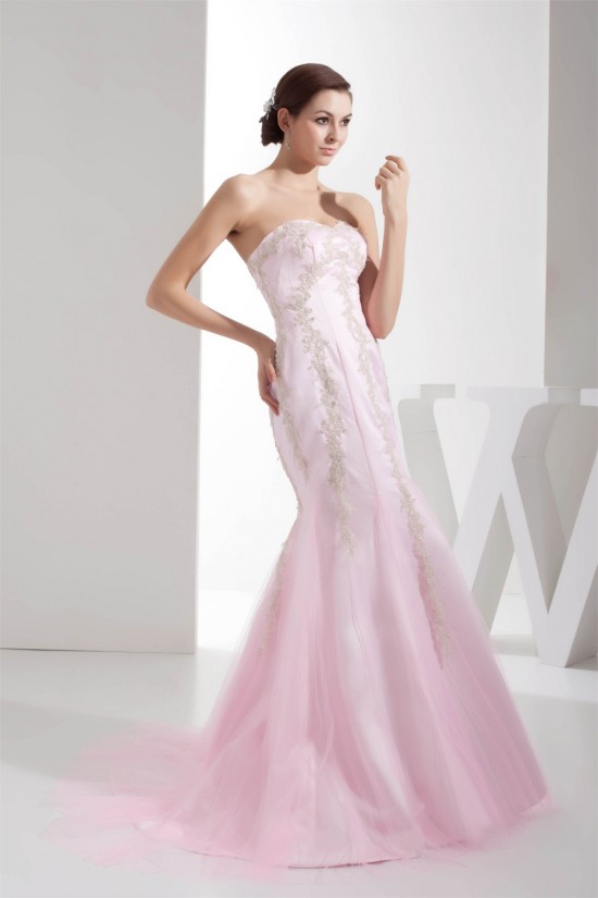 Trumpet/Mermaid Satin Lace Fine Netting Beading Wedding Dresses 2030273 Trumpet/Mermaid Satin Lace Fine Netting Beading Wedding Dresses 2030273