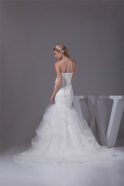 Trumpet/Mermaid Satin Lace Fine Netting Wedding Dresses 2030274