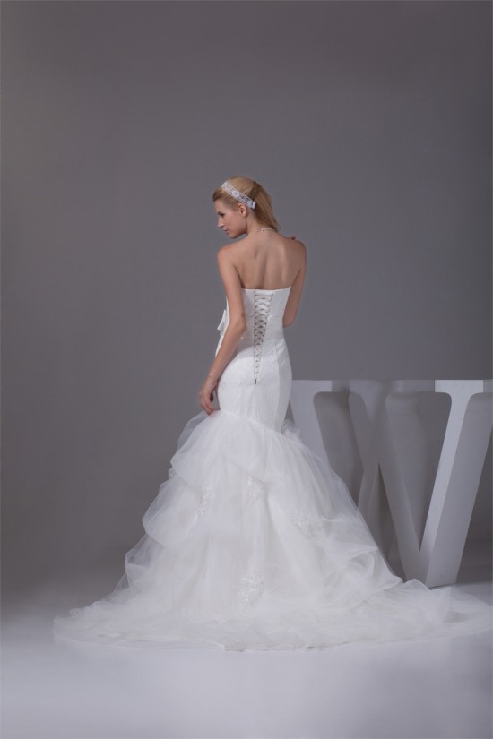 Trumpet/Mermaid Satin Lace Fine Netting Wedding Dresses 2030274 Trumpet/Mermaid Satin Lace Fine Netting Wedding Dresses 2030274