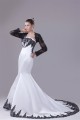 Mermaid/Trumpet Satin Lace Black White Wedding Dresses with A Lace Jacket 2030275 Mermaid/Trumpet Satin Lace Black White Wedding Dresses with A Lace Jacket 2030275