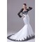 Mermaid/Trumpet Satin Lace Black White Wedding Dresses with A Lace Jacket 2030275