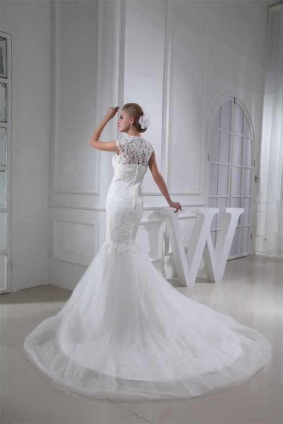 Trumpet/Mermaid Satin Beaded Lace Fine Netting Wedding Dresses 2030276 Trumpet/Mermaid Satin Beaded Lace Fine Netting Wedding Dresses 2030276