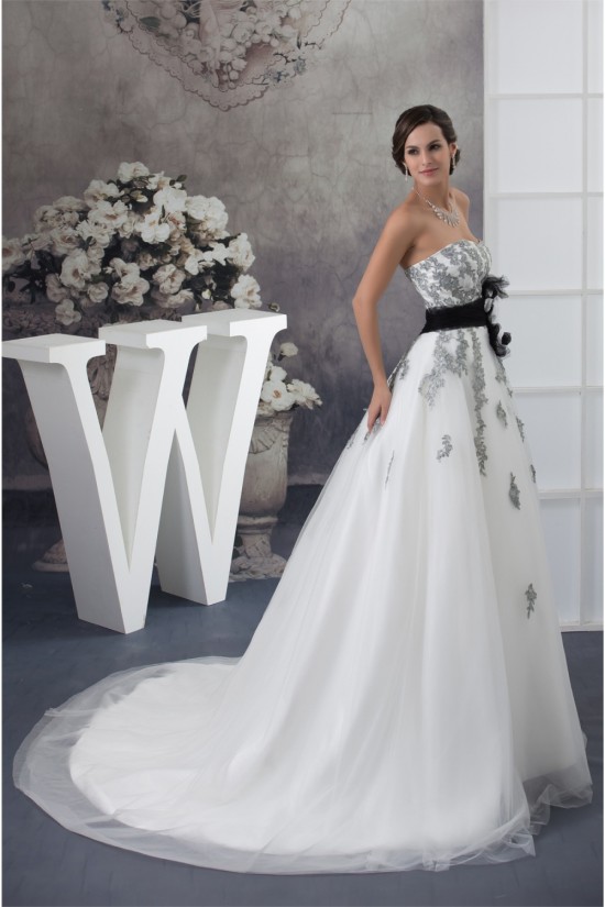 A-Line Satin Lace Fine Netting Strapless New Arrival Wedding Dresses 2030277 A-Line Satin Lace Fine Netting Strapless New Arrival Wedding Dresses 2030277