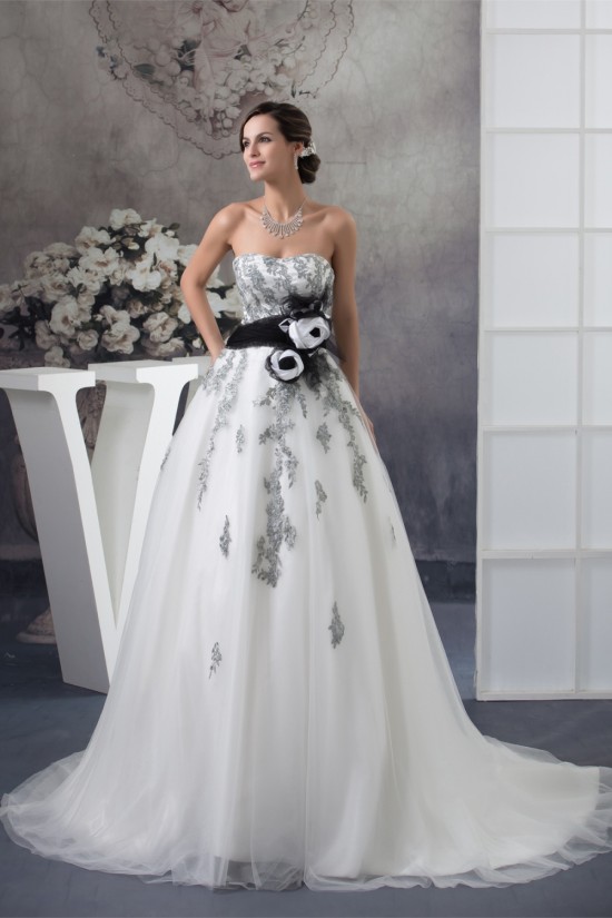 A-Line Satin Lace Fine Netting Strapless New Arrival Wedding Dresses 2030277 A-Line Satin Lace Fine Netting Strapless New Arrival Wedding Dresses 2030277