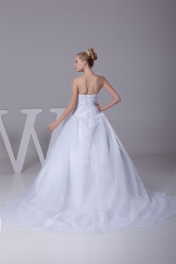 Satin Lace Organza A-Line Sleeveless Strapless Best Wedding Dresses 2030278